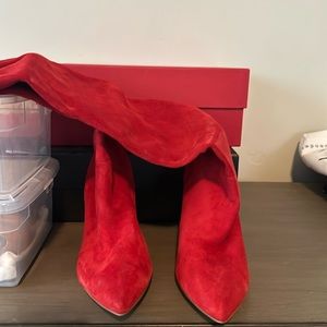Louise et Cie red suede knee high boots in 7.5